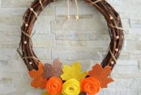 Autumn Grapevine Wreath with Soft Fabric Blooms