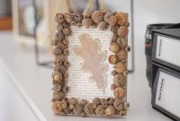 Vintage Book Page Frame with Rustic Acorn Embellishments