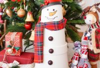 Whimsical Flower Pot Snowman Winter Porch Decor