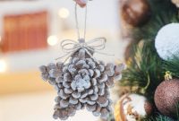 Handcrafted Pinecone Star Holiday Charm