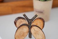 Whimsical Wood Slice Butterfly Art
