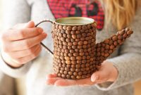 Rustic Coffee Motif Tin Watering Can