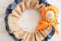 Autumn’s Embrace Denim and Burlap Door Wreath