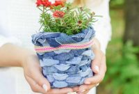 Rustic Denim Planter Basket