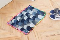 Cute Upcycled Denim Floor Mat