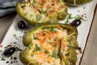 Golden Cheesy Mushroom Cauliflower Stuffed Peppers