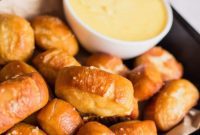 Homemade Soft Pretzel Bites with Warm Cheesy Dip
