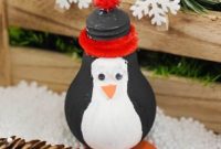 Hand-Painted Penguin Light Bulb Christmas Ornament