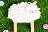 Fluffy Cotton Swab Lamb Spring Craft