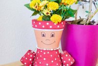 Charming Polka Dot Upcycled Pot Girl