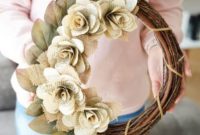 Rustic Burlap Rose Wreath with Upcycled Book Pages