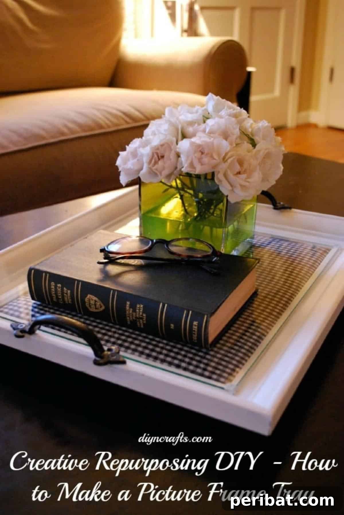 A beautifully crafted DIY picture frame tray, perfect for decor or serving.