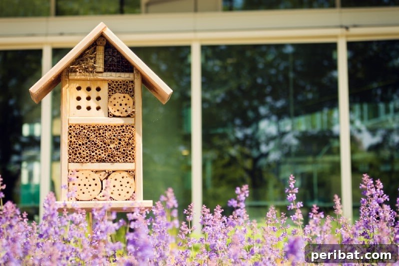 Finished bee hotel in the garden