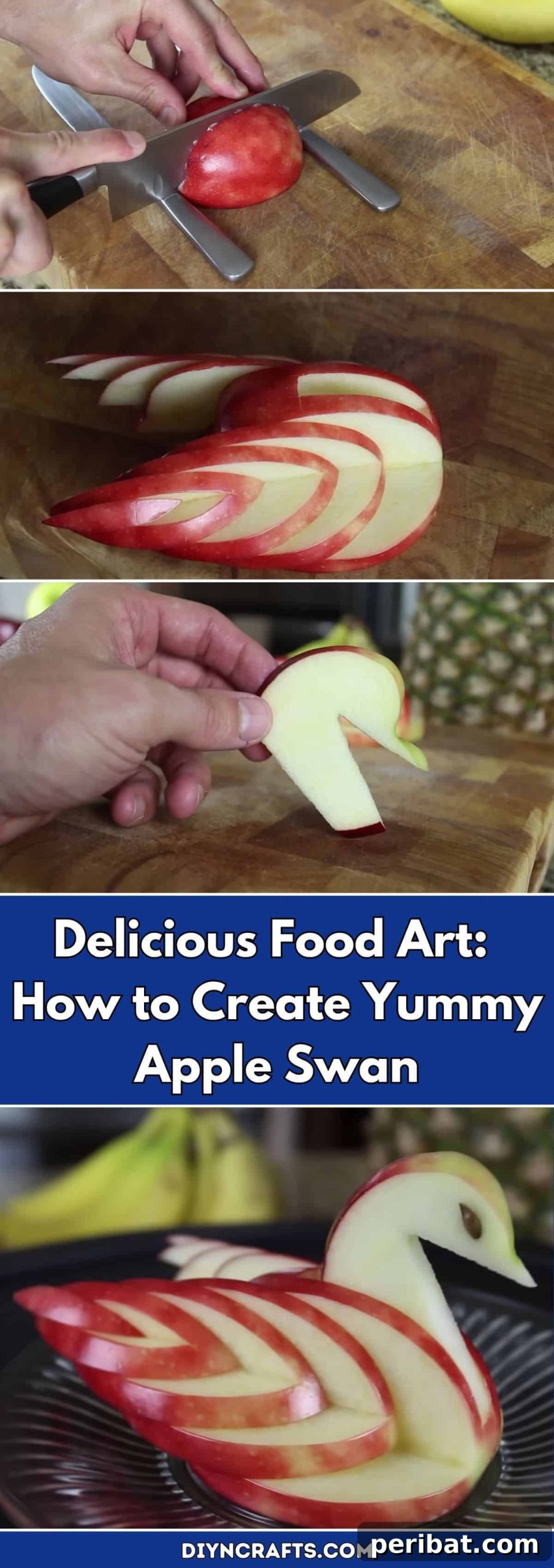Apple Swan Artistry: Your Guide to Edible Elegance 2 Exquisite apple swan food art, a beautiful and edible table centerpiece perfect for impressing guests at any special occasion or party.