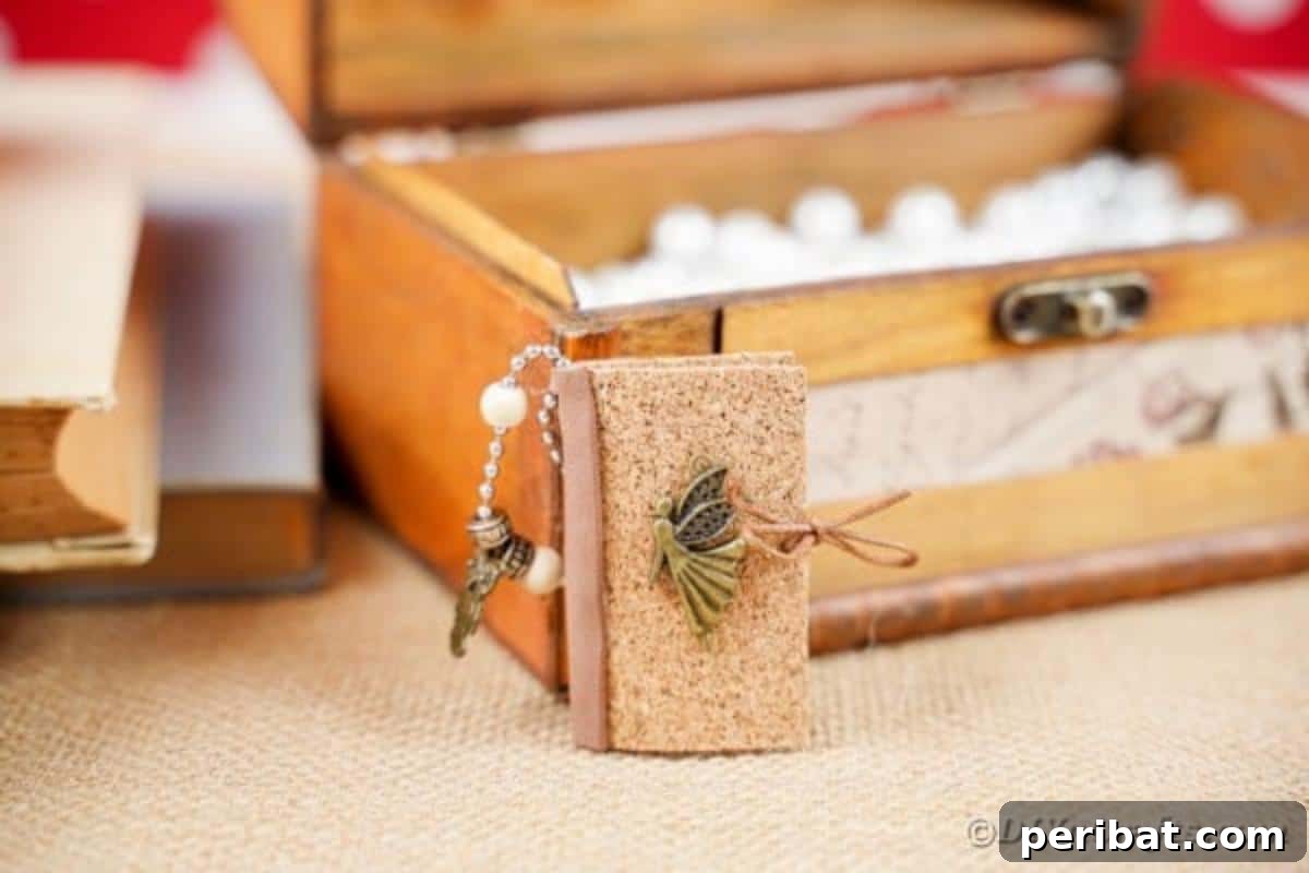 Mini book against wooden chest