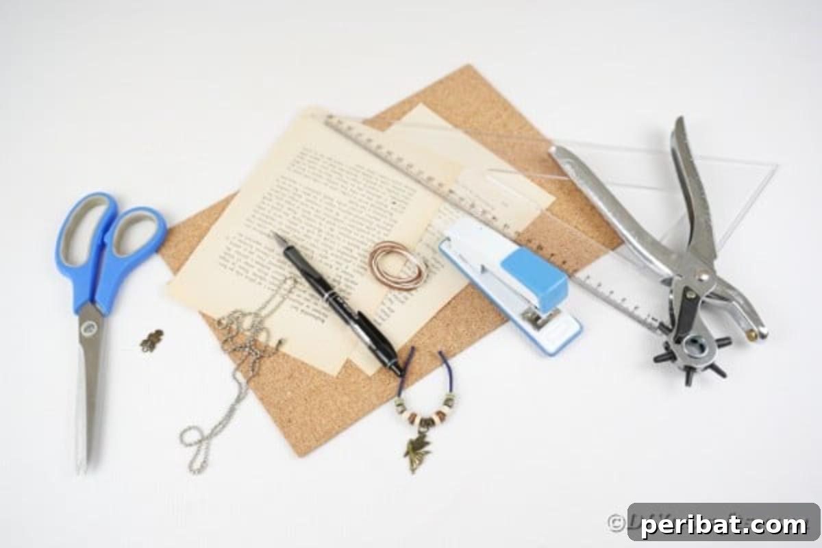 Supplies to make miniature book keychain