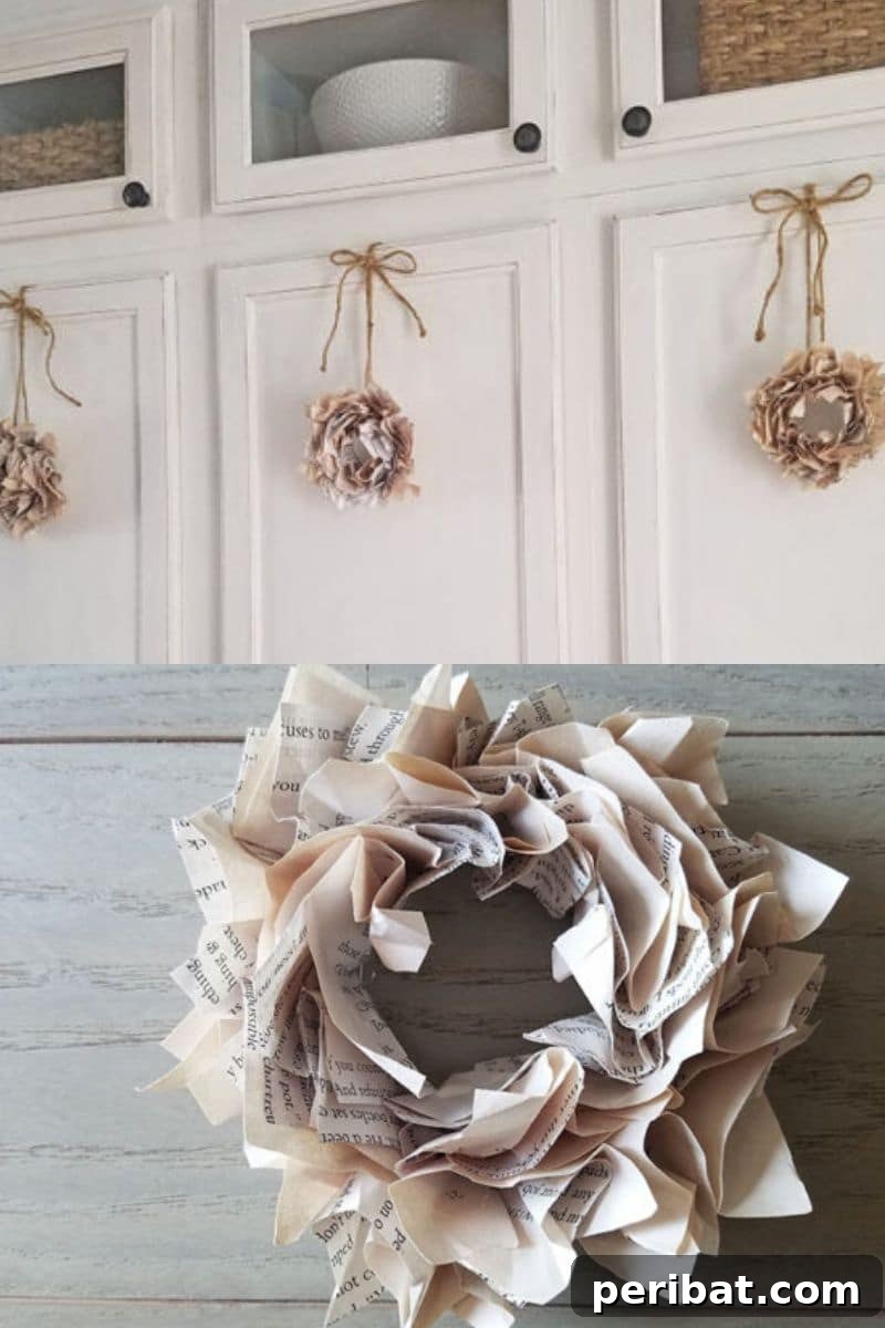 Charming DIY mini book page wreath