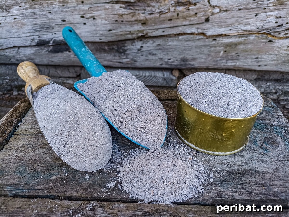 Wood ash in the garden.