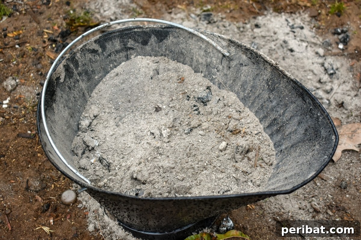 A bucket of wood ash.