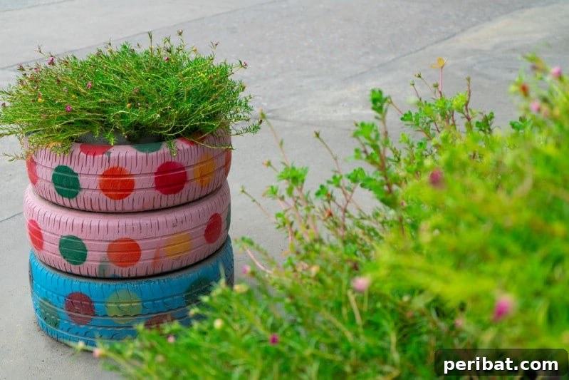 Rubber Reborn: 30 Garden Tire Transformations 14 Painted Tire Planter
