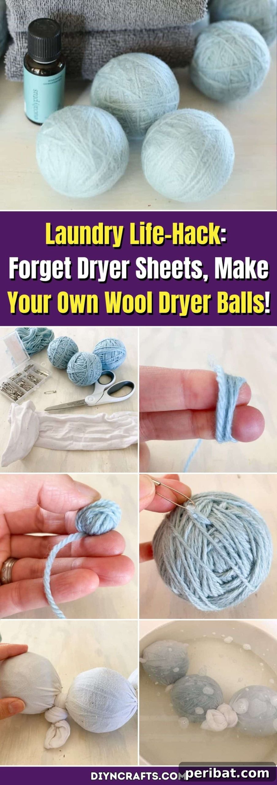 Upgrade Your Laundry: DIY Wool Dryer Balls 2 Transform your laundry routine with DIY Wool Dryer Balls! Say goodbye to dryer sheets for good with this natural, chemical-free, and eco-friendly laundry hack. Perfect for reducing static, softening clothes, and saving money.