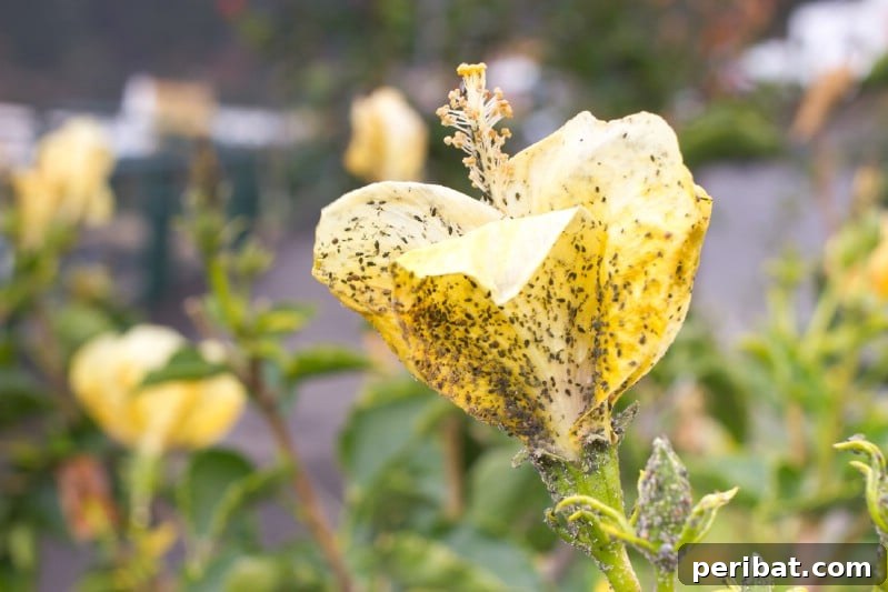 Flower infested with ant colony.