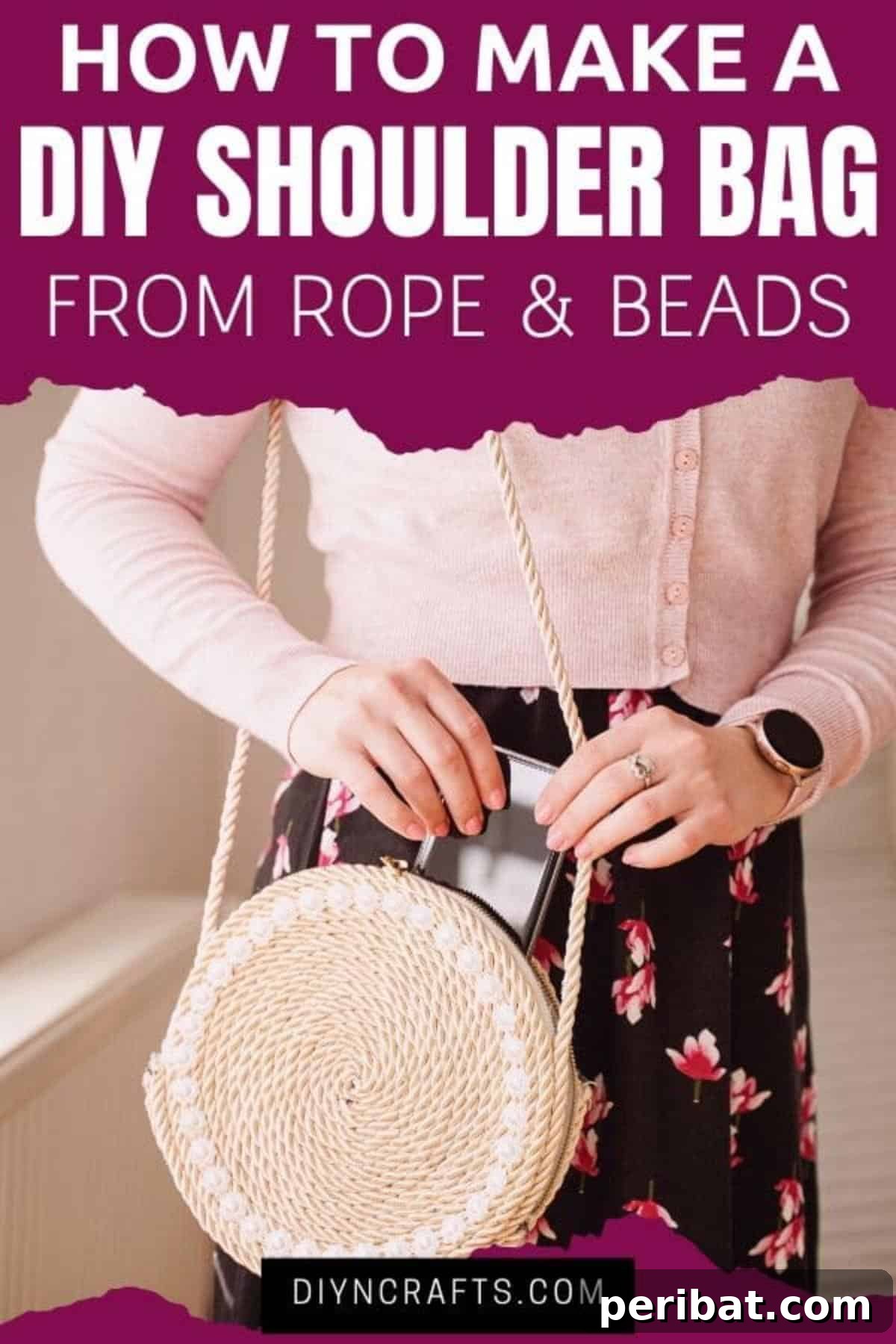 Effortless Chic DIY Rope Bag Tutorial 2 Gorgeous handmade no-sew rope purse with colorful embellishments