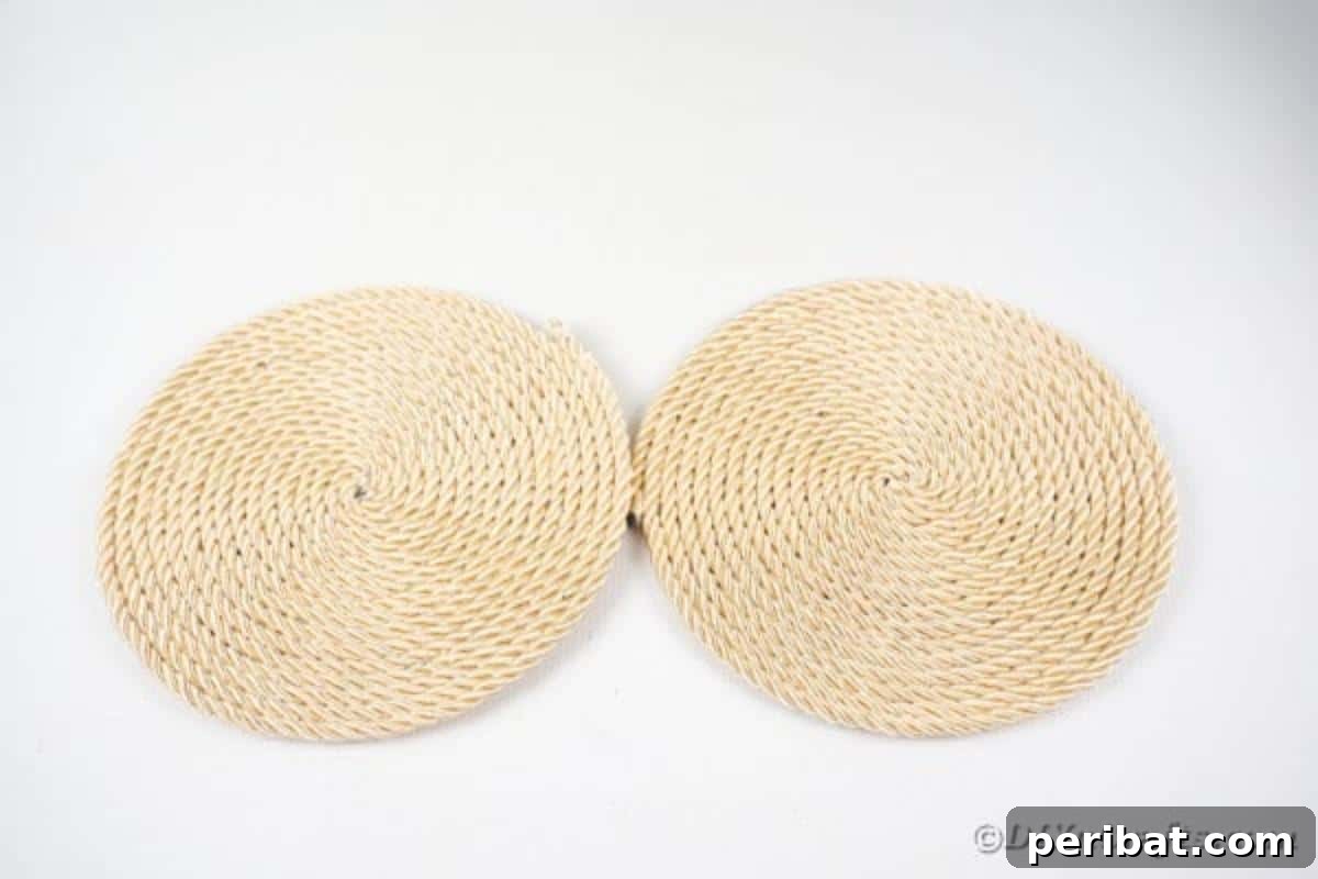 Effortless Chic DIY Rope Bag Tutorial 13 Two identical rope circles resting on a white table
