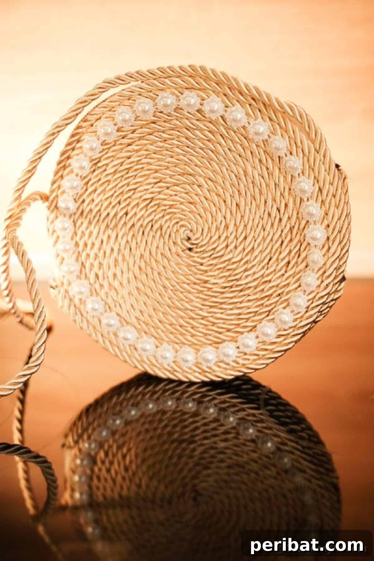 Effortless Chic DIY Rope Bag Tutorial 23 Overhead view of the rope purse on a rustic wooden table, highlighting its craftsmanship