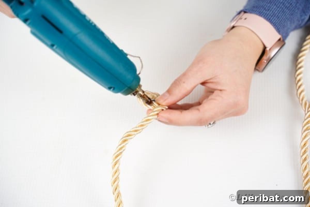 Effortless Chic DIY Rope Bag Tutorial 9 Starting to glue rope into a tight spiral circle