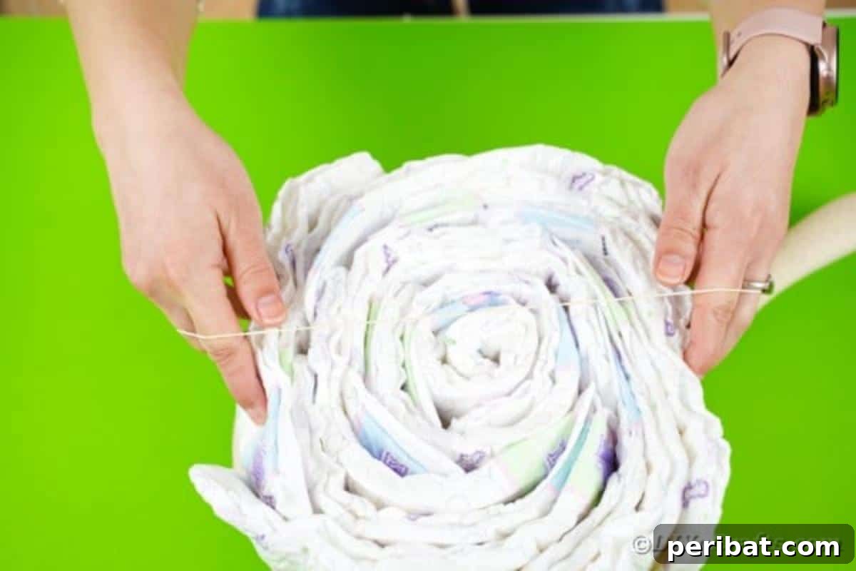 Diapers stacked together