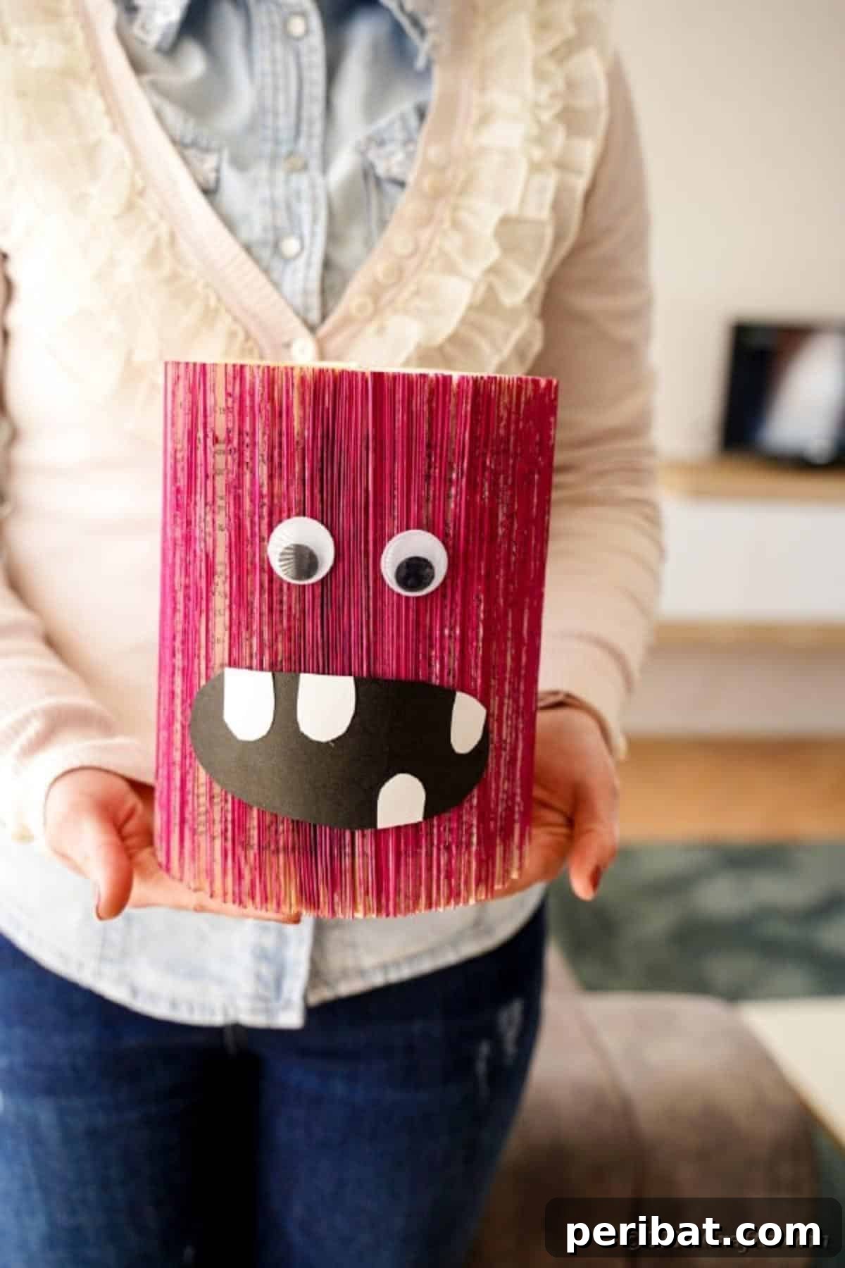 Pink monster on table