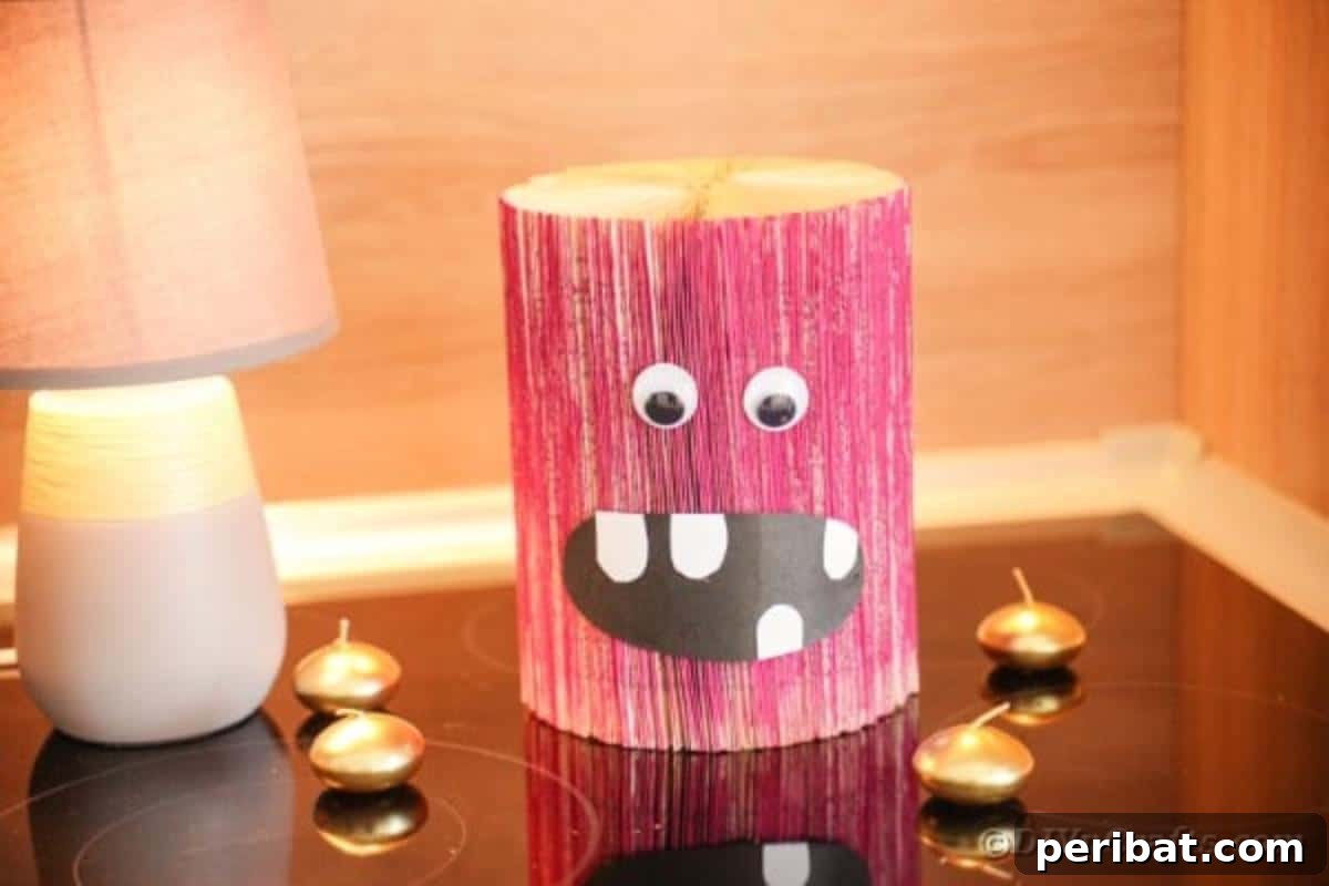 Pink monster on table