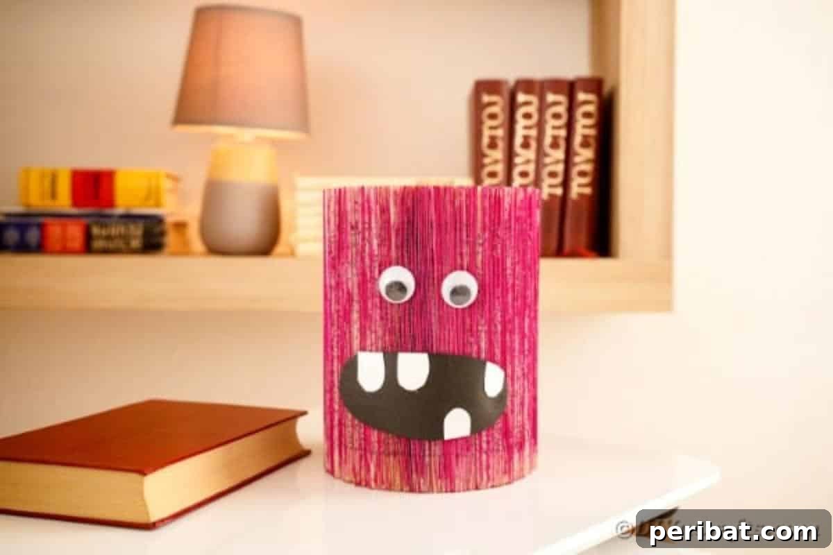 Pink monster on table