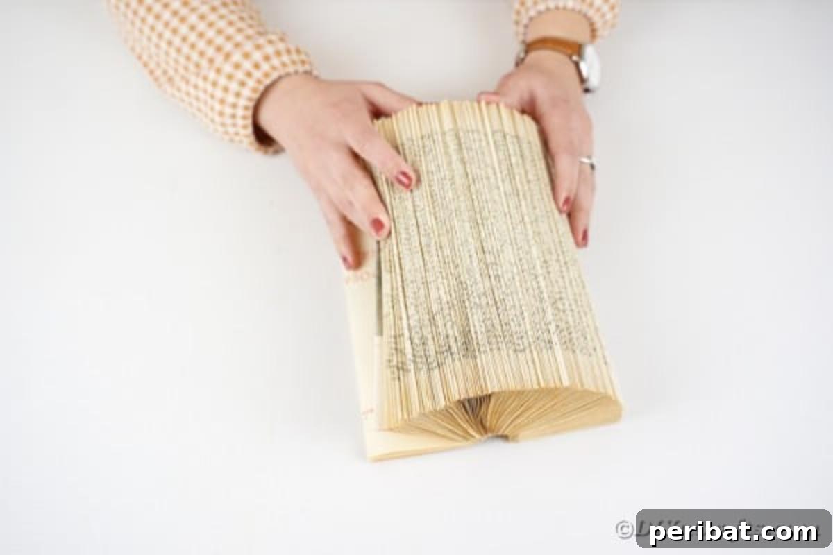 Folding pages in old book