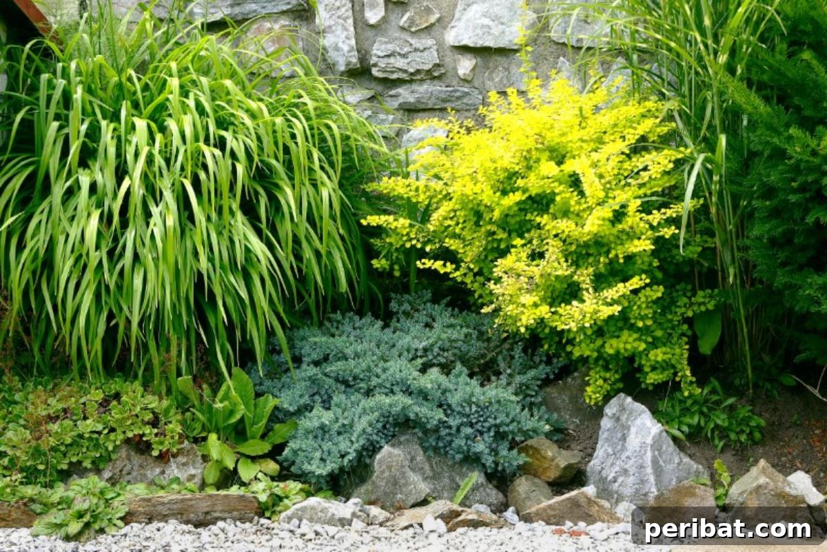 Grow Smarter: Epsom Salt Hacks for Your Garden 9 Colorful shrubs near a stone fence.