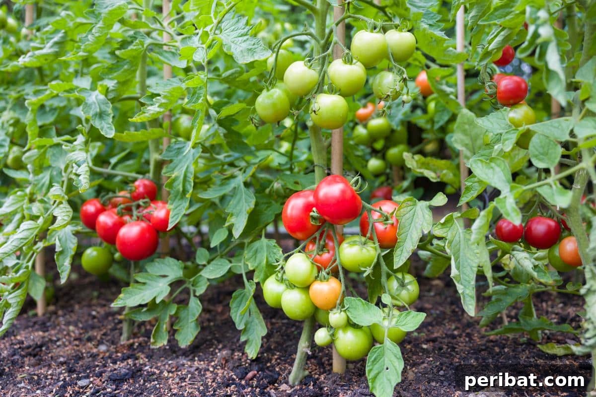 The 15 Biggest Tomato Gardening Errors Almost Everyone Commits 15 Healthy tomato plants with ripe fruits.