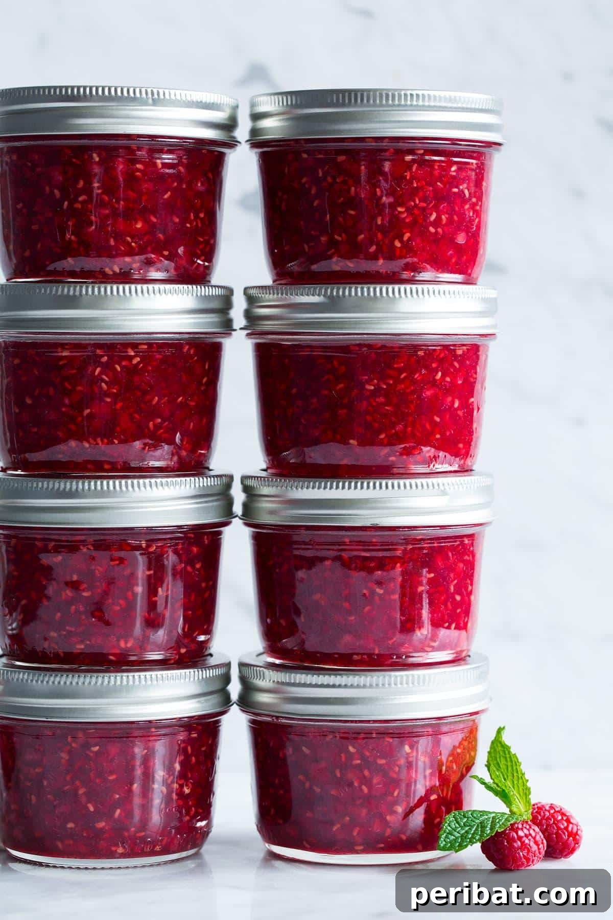 Extend Your Garden Harvest: 3 Simple Preservation Methods and 20 Flavorful Recipes 20 Raspberry jam in mini mason jars