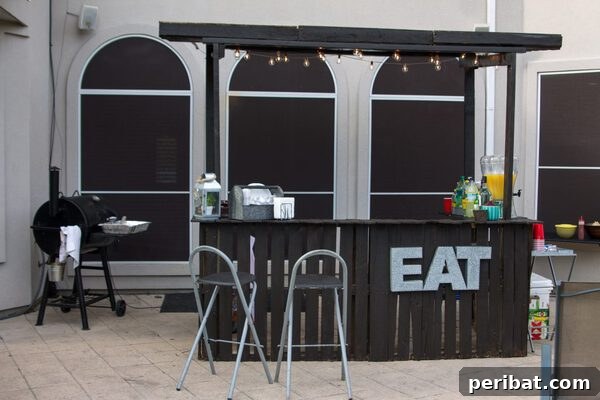 Build Your Best Backyard Bar: 45 DIY Ideas for Effortless Gatherings 12 Black bar with awning