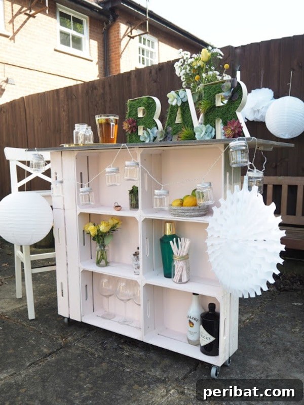 Build Your Best Backyard Bar: 45 DIY Ideas for Effortless Gatherings 14 Wood crate bar