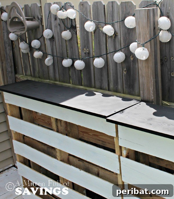 Build Your Best Backyard Bar: 45 DIY Ideas for Effortless Gatherings 19 White pallet thin bar