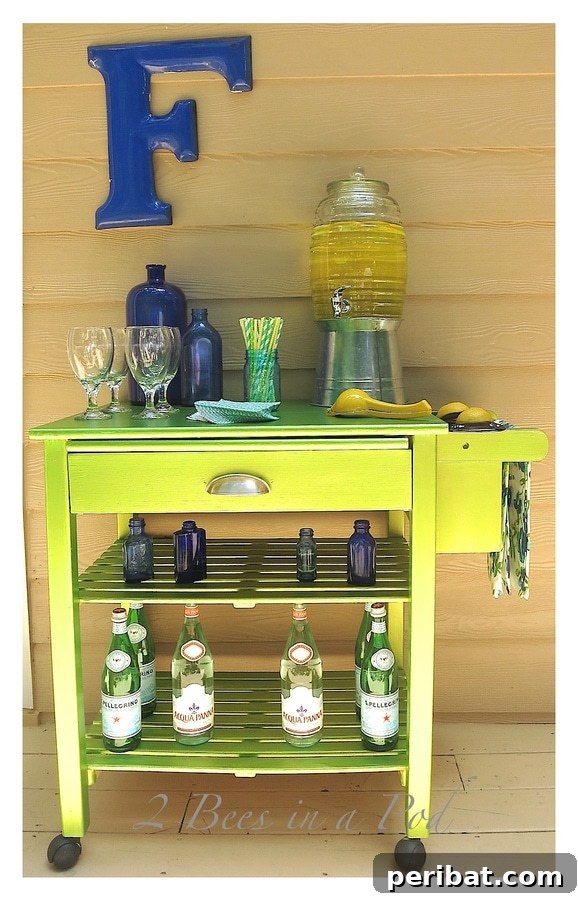 Build Your Best Backyard Bar: 45 DIY Ideas for Effortless Gatherings 20 Green microwave cart bar