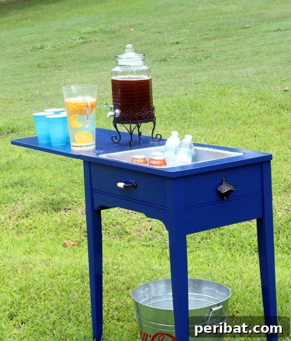 Build Your Best Backyard Bar: 45 DIY Ideas for Effortless Gatherings 3 Blue cooler