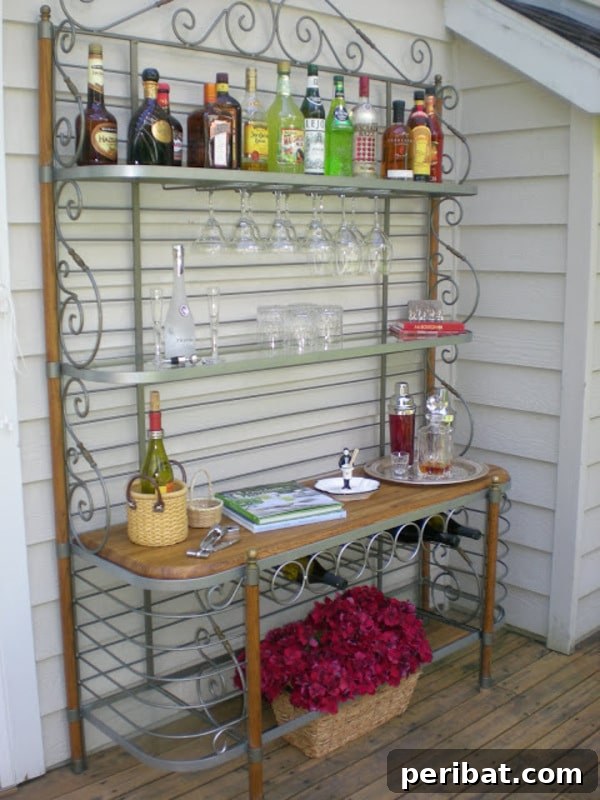 Build Your Best Backyard Bar: 45 DIY Ideas for Effortless Gatherings 23 Baker stand metal bar