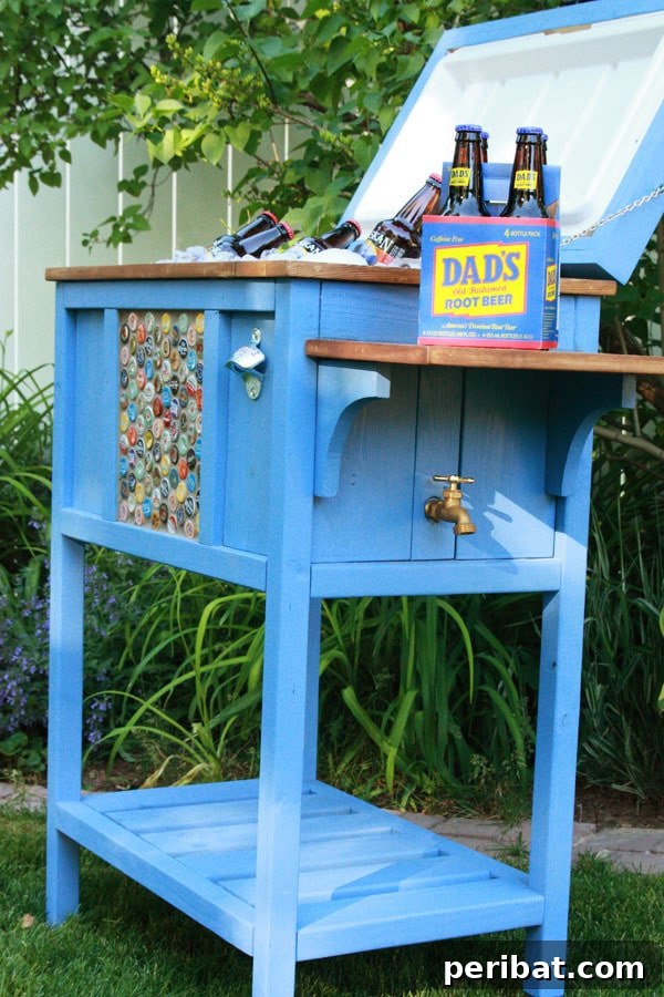 Build Your Best Backyard Bar: 45 DIY Ideas for Effortless Gatherings 25 Blue mobile cooler