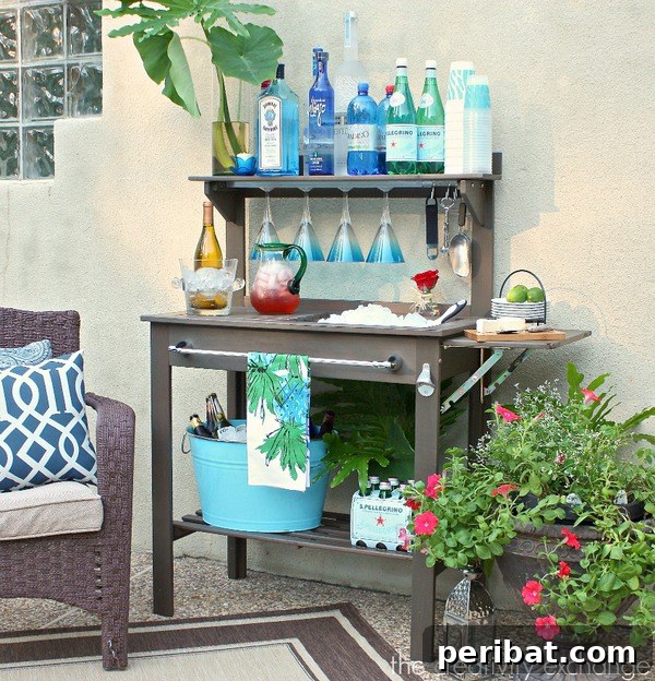 Build Your Best Backyard Bar: 45 DIY Ideas for Effortless Gatherings 33 Planting stand wood bar