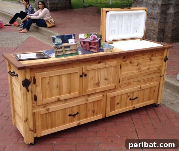Build Your Best Backyard Bar: 45 DIY Ideas for Effortless Gatherings 36 Cedar rustic bar with cooler