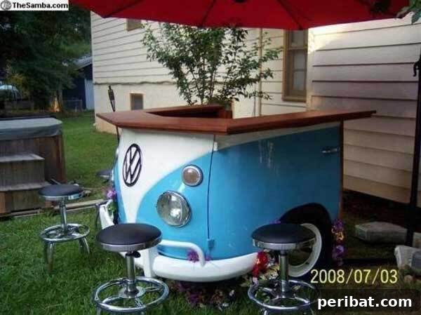 Build Your Best Backyard Bar: 45 DIY Ideas for Effortless Gatherings 38 VW van bar