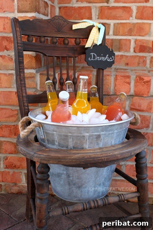 Build Your Best Backyard Bar: 45 DIY Ideas for Effortless Gatherings 7 Chair drink bucket