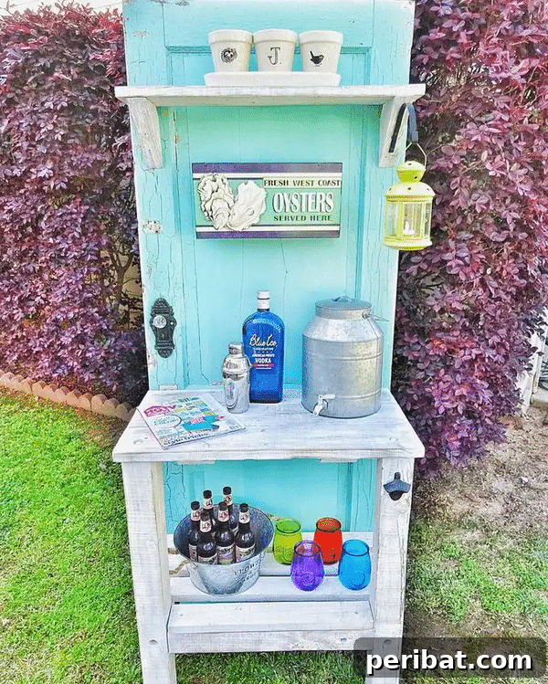Build Your Best Backyard Bar: 45 DIY Ideas for Effortless Gatherings 9 Teal door outdoor bar